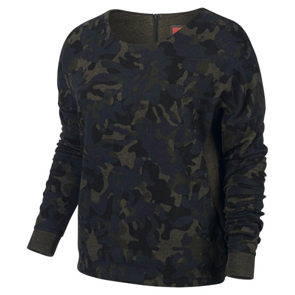 Sweat Nike Tech Fleece Camo Crew - 683796-325 - Kaki - Femme NIKE SWEAT FEMME TEXTILE Nike