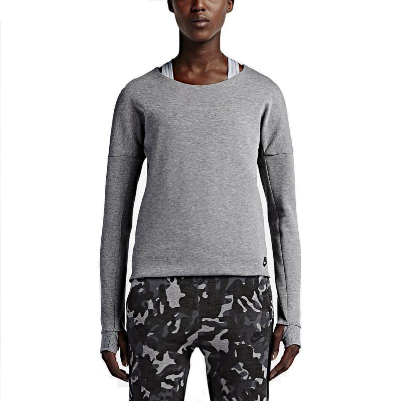 Sweat Nike Tech Fleece Crew - 685748-091 - Gris - Femme NIKE SWEAT FEMME TEXTILE Nike