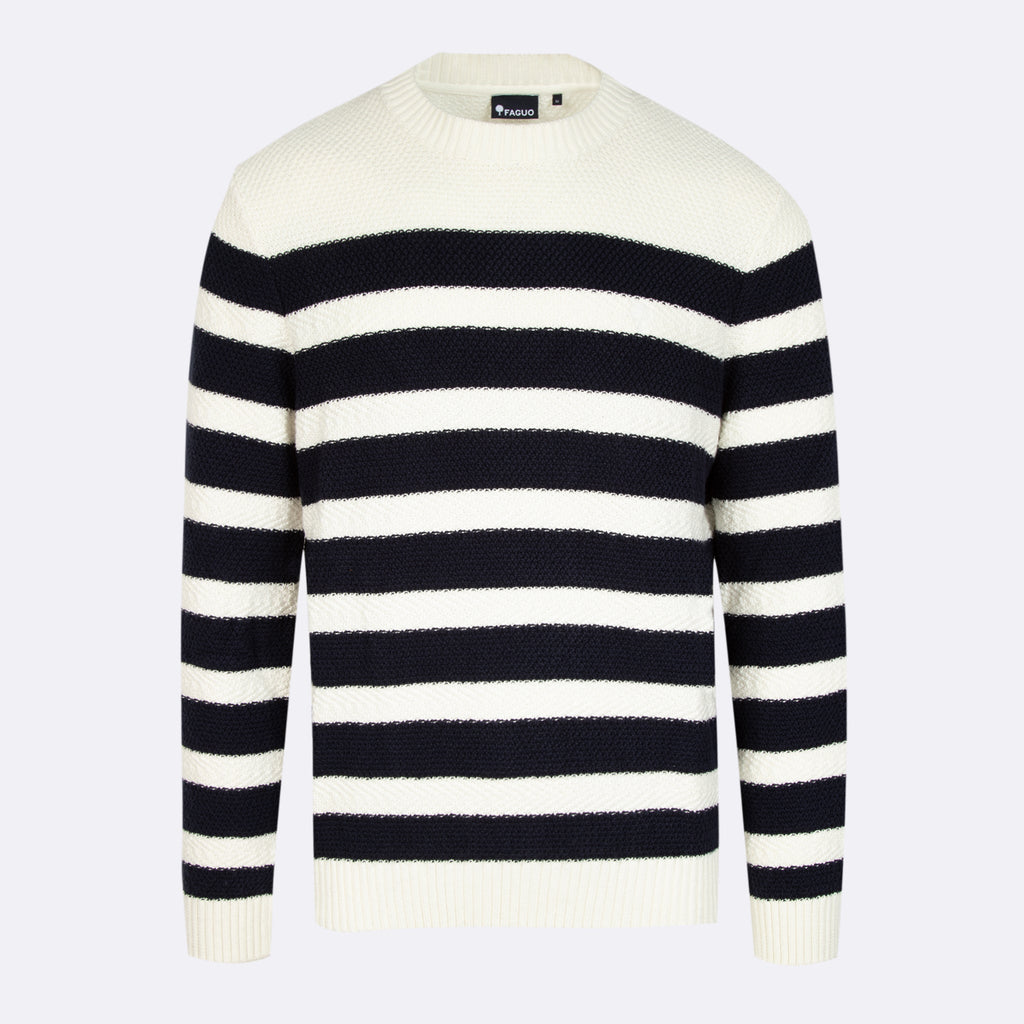 Sweatshirt Vercors Coton - Ecru/Bleu Marine - Homme - Faguo - The Bradery