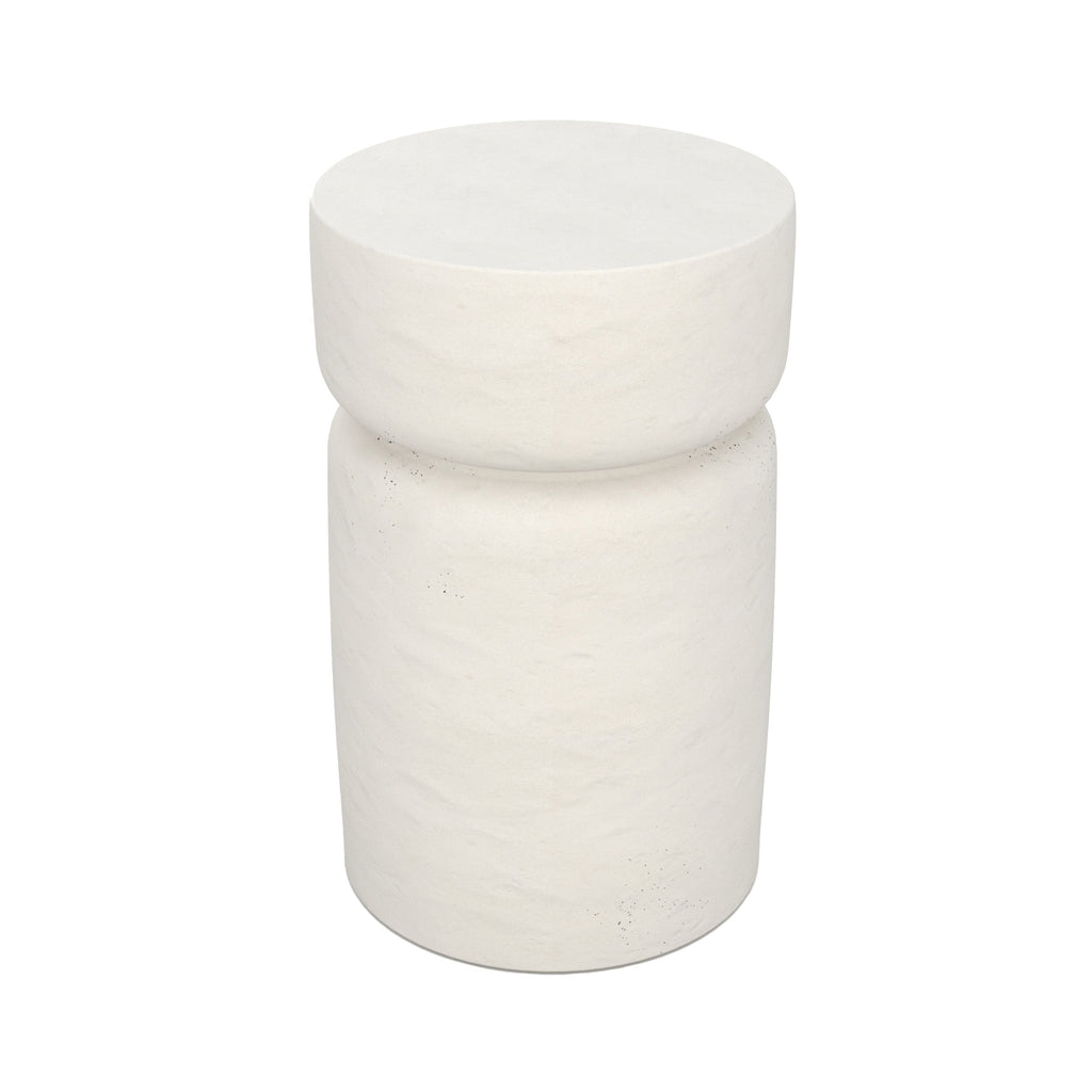 table appoint ronde tahiti en beton blanc fond blanc