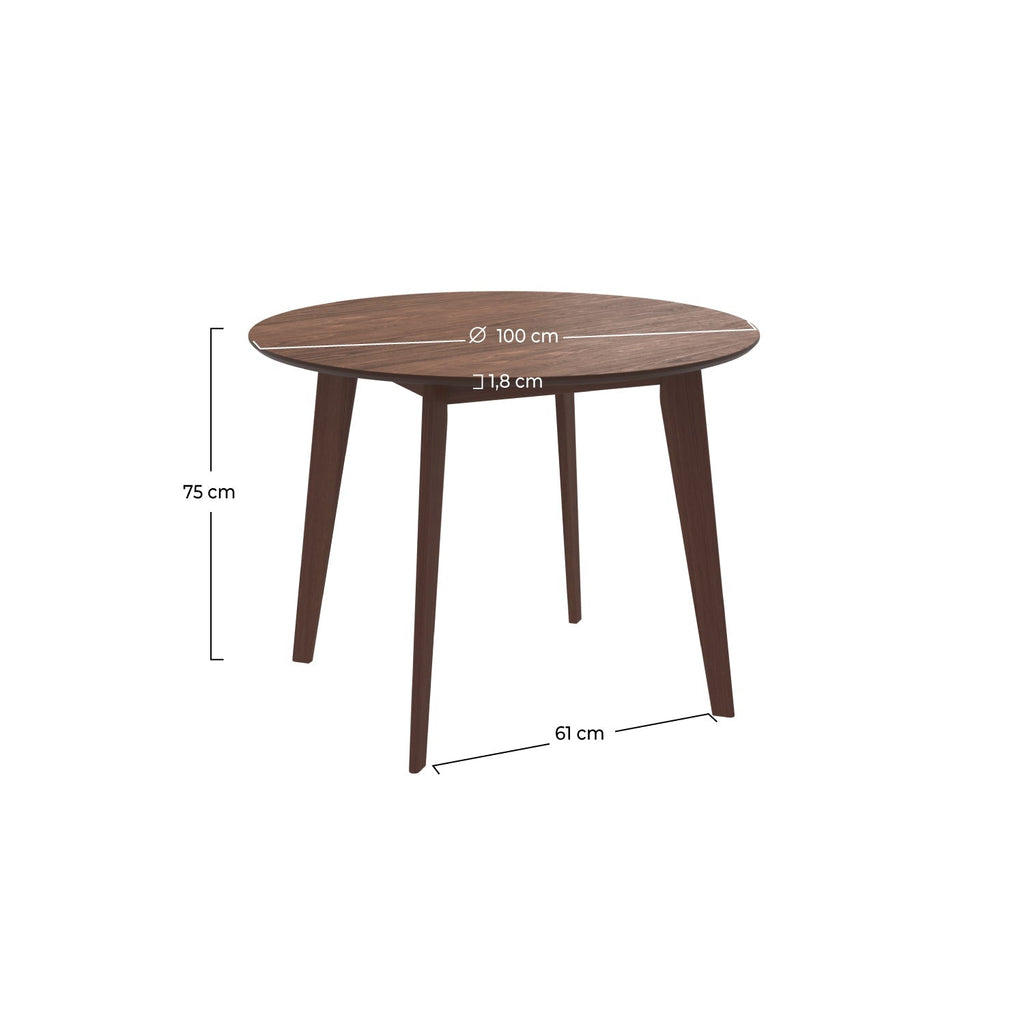 table arrondie bois fonce reno 4 personnes