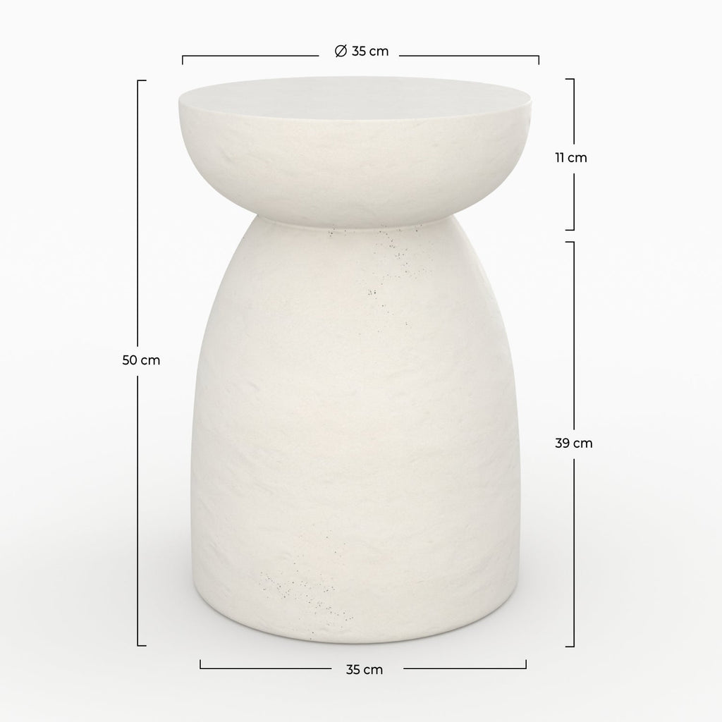 table basse blanche beton appoint ronde