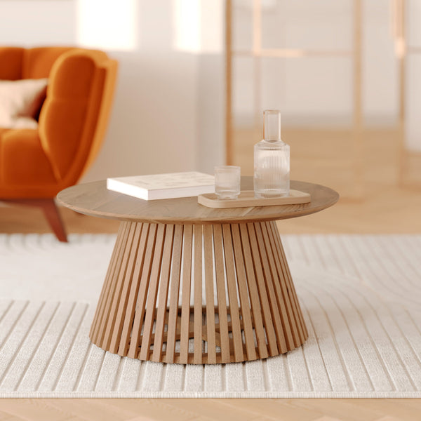 table basse kepes en bois clair diametre 80 cm