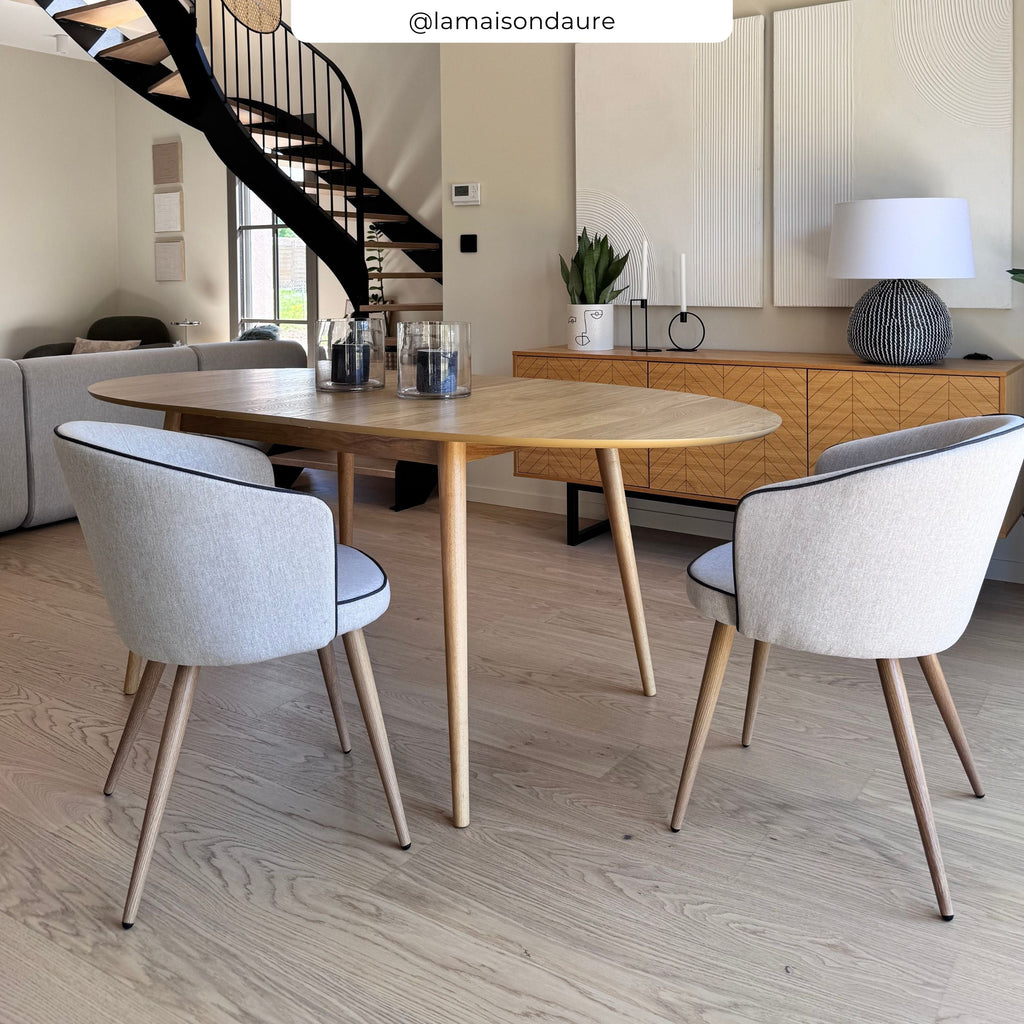 table bois clair ovale extensible eddy 170 200 cm rdv deco