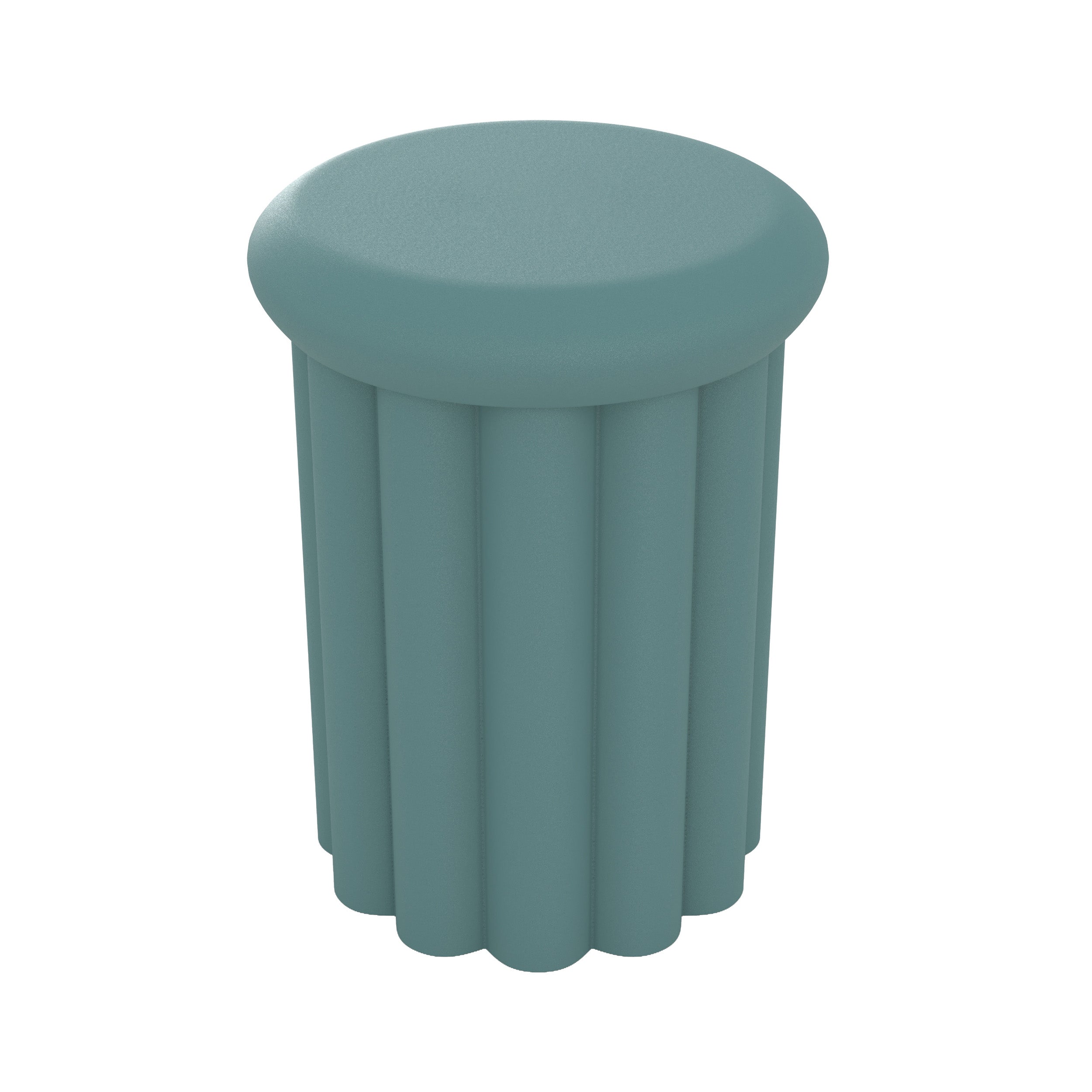 table d appoint ronde en metal bleu aglae fond blanc