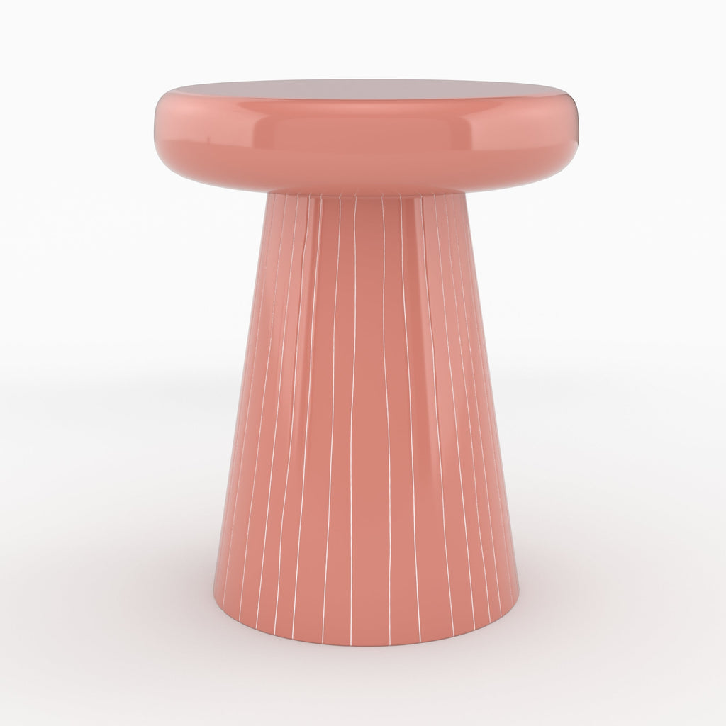 table d appoint rose et rayures blanches ronde adelie