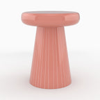 table d appoint rose et rayures blanches ronde adelie