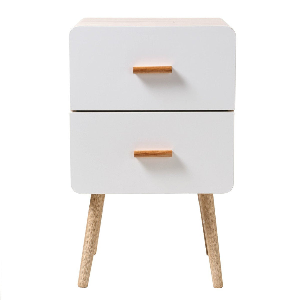 Table De Chevet 2 Tiroirs Façades Blanches H64 cm - Blanc