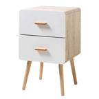 Table De Chevet 2 Tiroirs Façades Blanches H64 cm - Blanc
