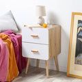 Table De Chevet 2 Tiroirs Façades Blanches H64 cm - Blanc