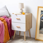 Table De Chevet 2 Tiroirs Façades Blanches H64 cm - Blanc