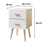 Table De Chevet 2 Tiroirs Façades Blanches H64 cm - Blanc