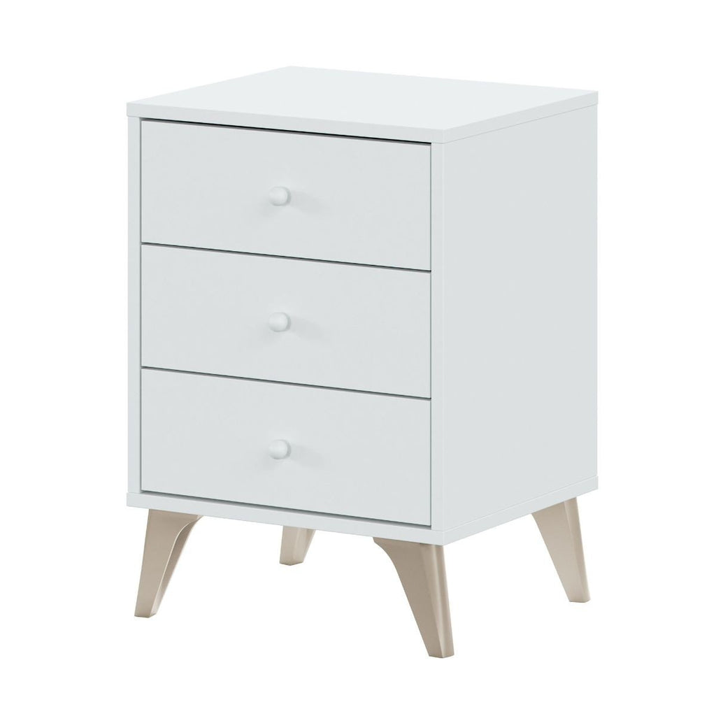 Table De Chevet 3 Tiroirs Sweet - L33,5 cm - Blanc