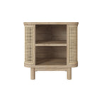 table de chevet en bois massif et cannage