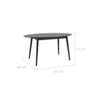 table noire eddy ovale 150 cm
