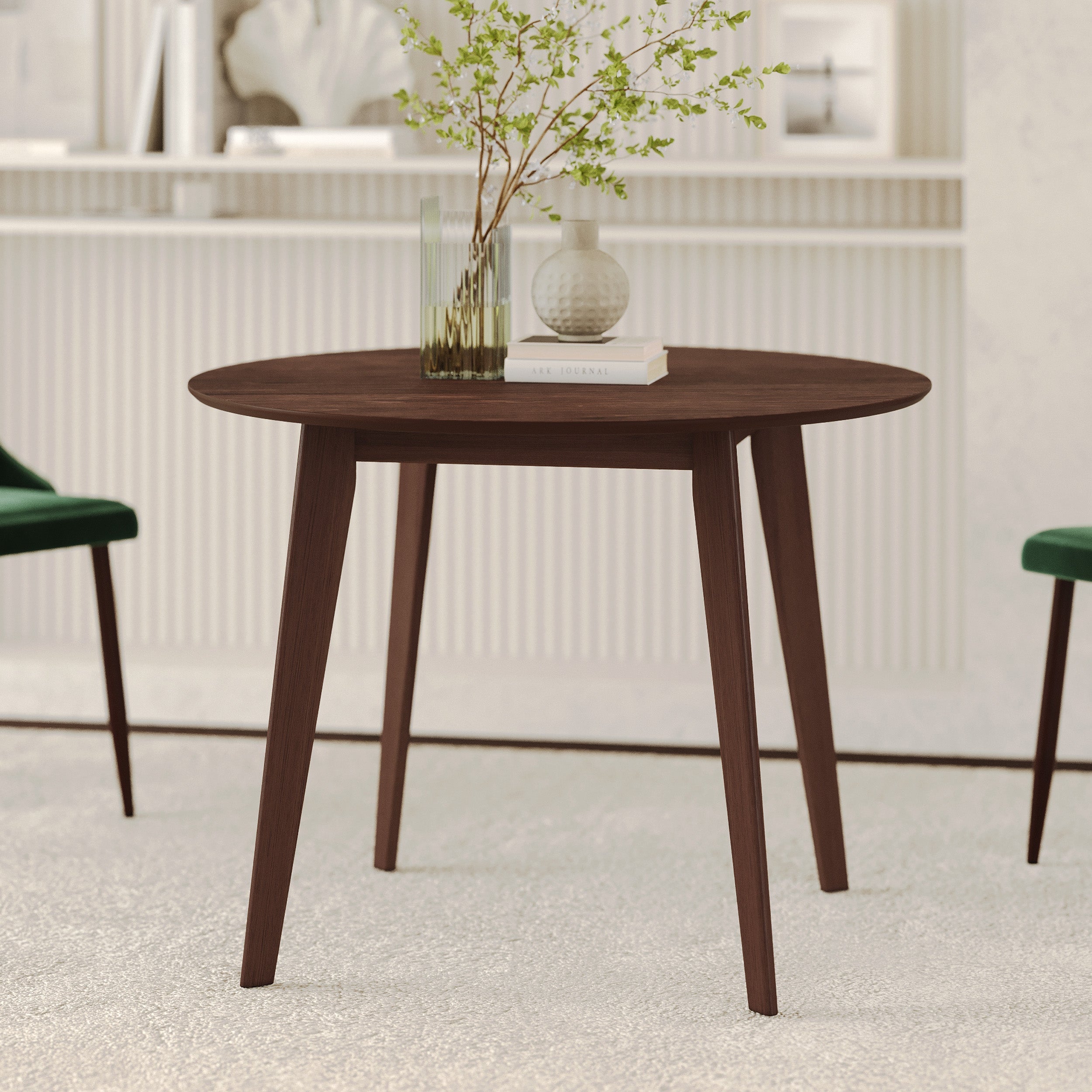 table ronde bois fonce reno 4 places rdv deco