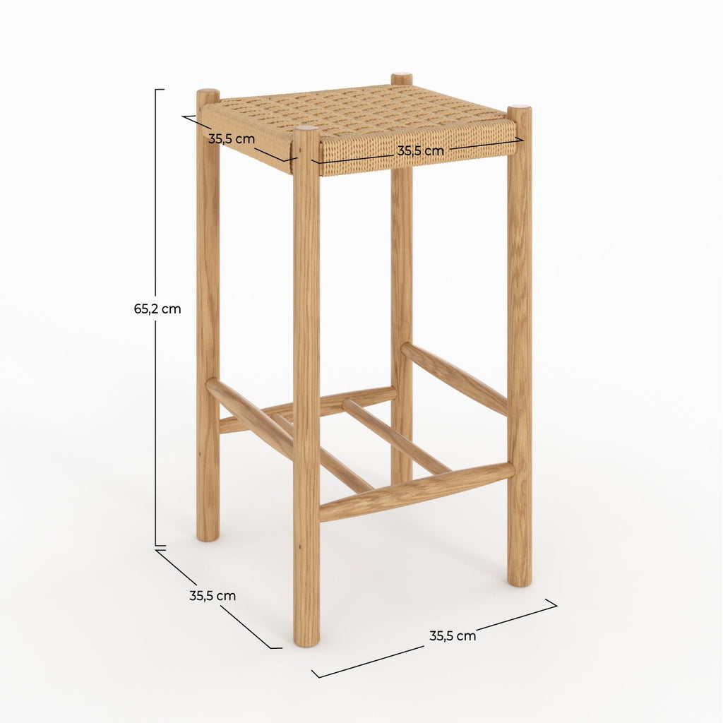 tabouret bar kepler 65 cm bois chene tressage rendez vous deco