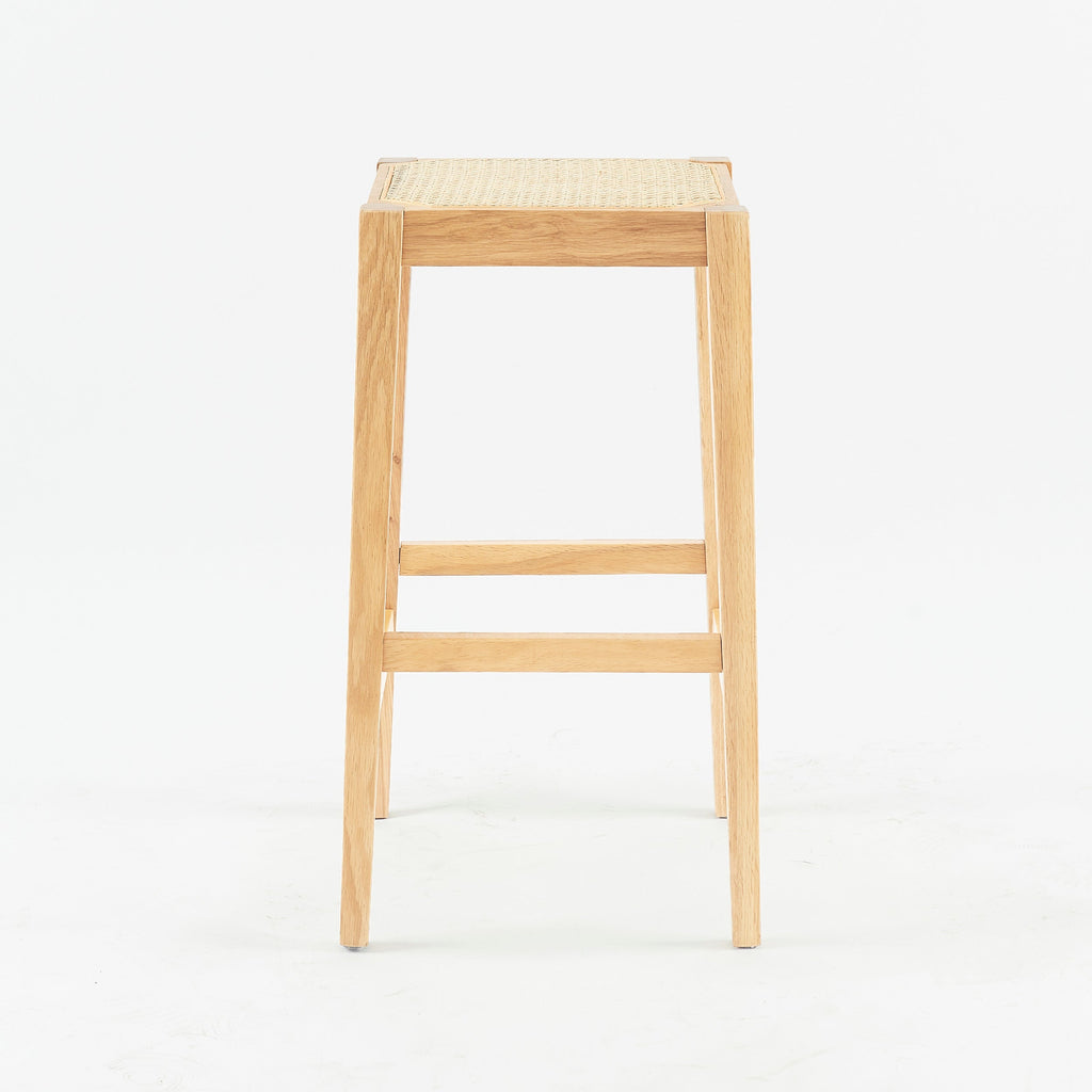 tabouret de bar en bois et cannage kappa 65 cm