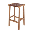 tabouret de bar mi hauteur en cuir tresse marron 68 cm kuna_3