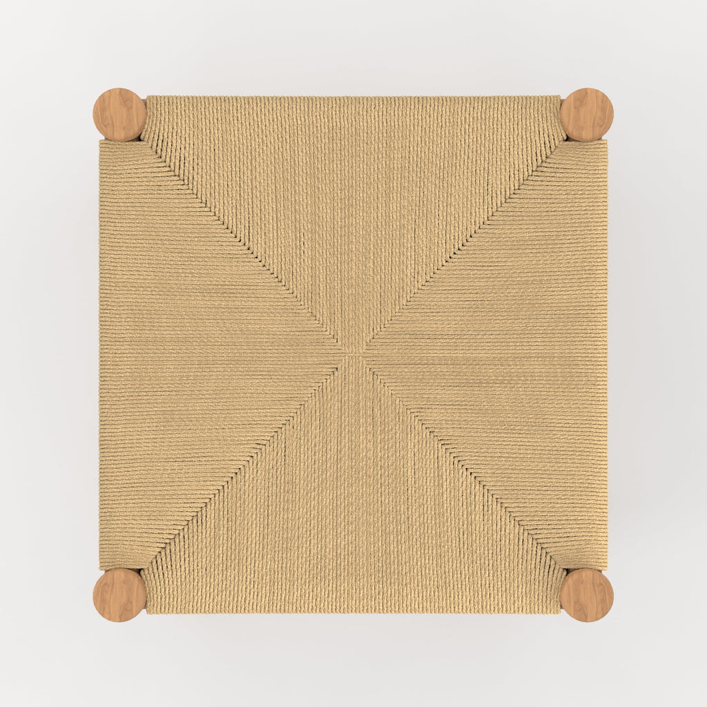 tabouret pour ilot central 65 cm en teck et rotin fond beige kira