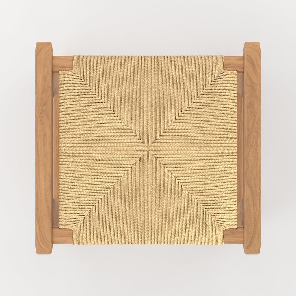tabouret pour ilot central en teck et rotin kuna 68 cm fond beige