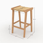 tabouret pour ilot central kuna en teck et rotin 68 cm fond beige