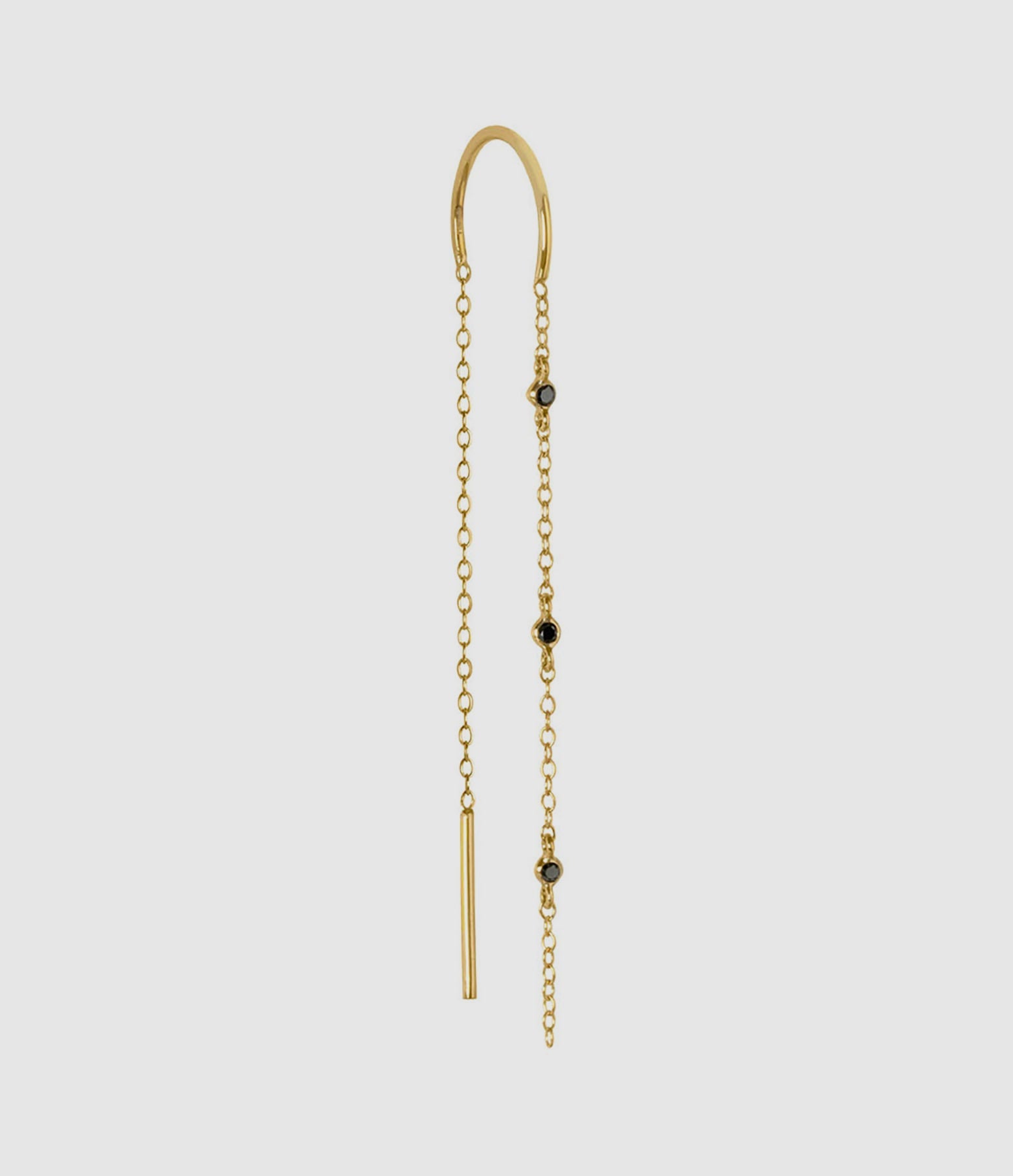 And...Paris - Boucle D'Oreille Chaîne 3 Diamants Noirs Or (Vendue À L'Unité) - Femme