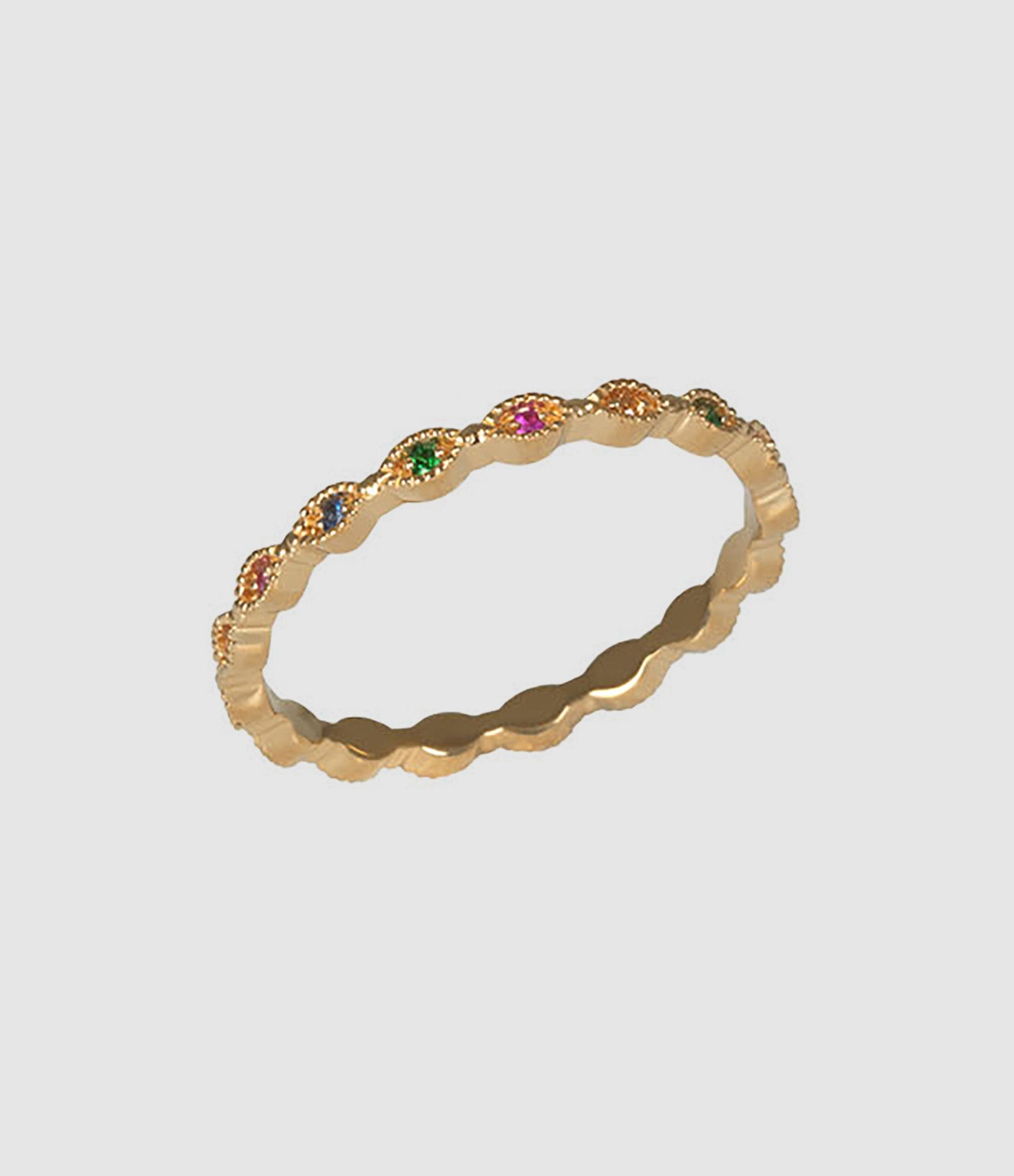 And...Paris - Bague Mini Œil Saphir Multicolore Or Jaune - Femme