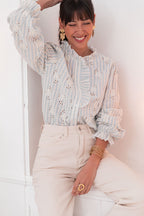 TAHIA Bleue - Chemise Brodée