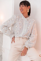 TAHIA Bleue - Chemise Brodée