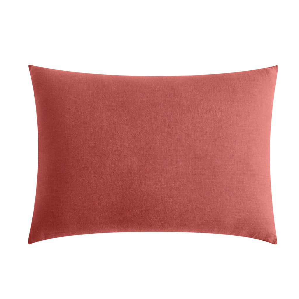 Taie D'Oreiller Brunelle - 100% Lin Lavé - Terracotta