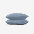 Lot De 2 Taies D'Oreiller - Percale De Coton - Bleu Gris
