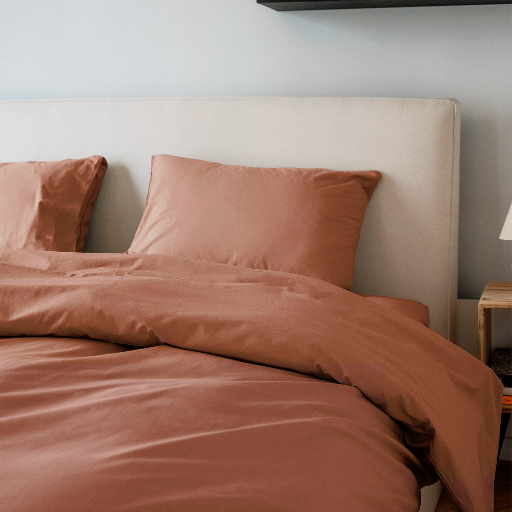 Housse De Couette Percale De Coton - Terracotta