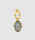 Goossens Paris - Créole Cabochon Cristal De Roche Bleu Denim (Vendue À L'Unité) - Femme