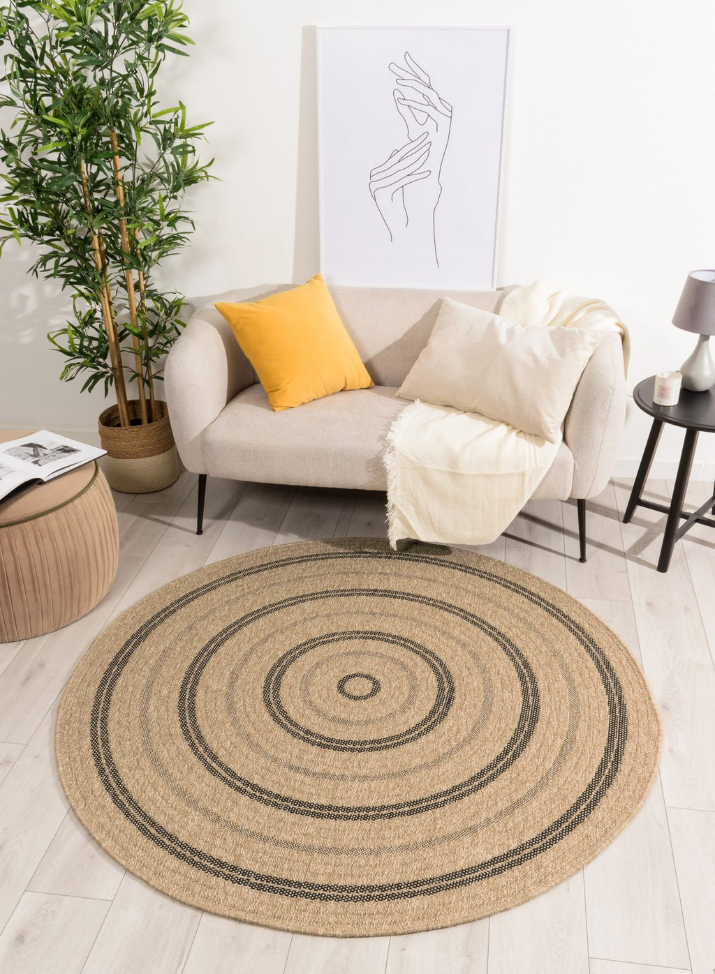 Tapis Aspect Jute Nature 8863 - Noir - Nazar - The Bradery