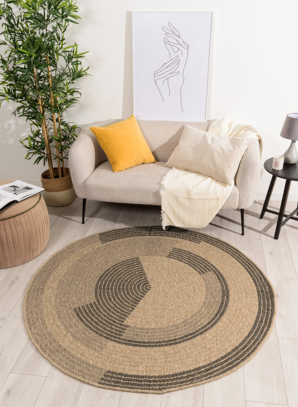 Tapis Aspect Jute Nature 8865 - Noir - Nazar - The Bradery