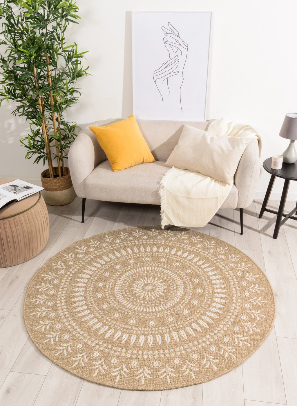 Tapis Aspect Jute Nature 8874 - Blanc - Nazar - The Bradery