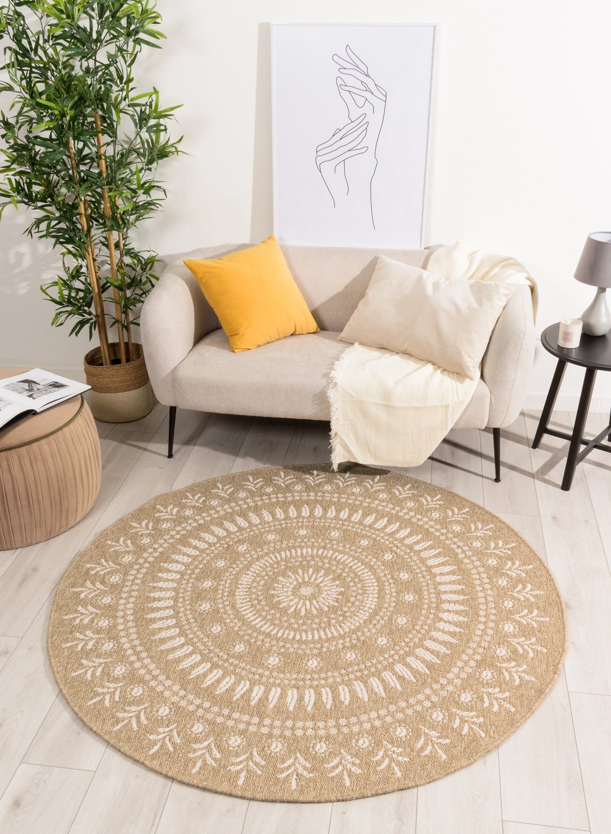 Tapis Aspect Jute Nature 8874 - Blanc - Nazar - The Bradery