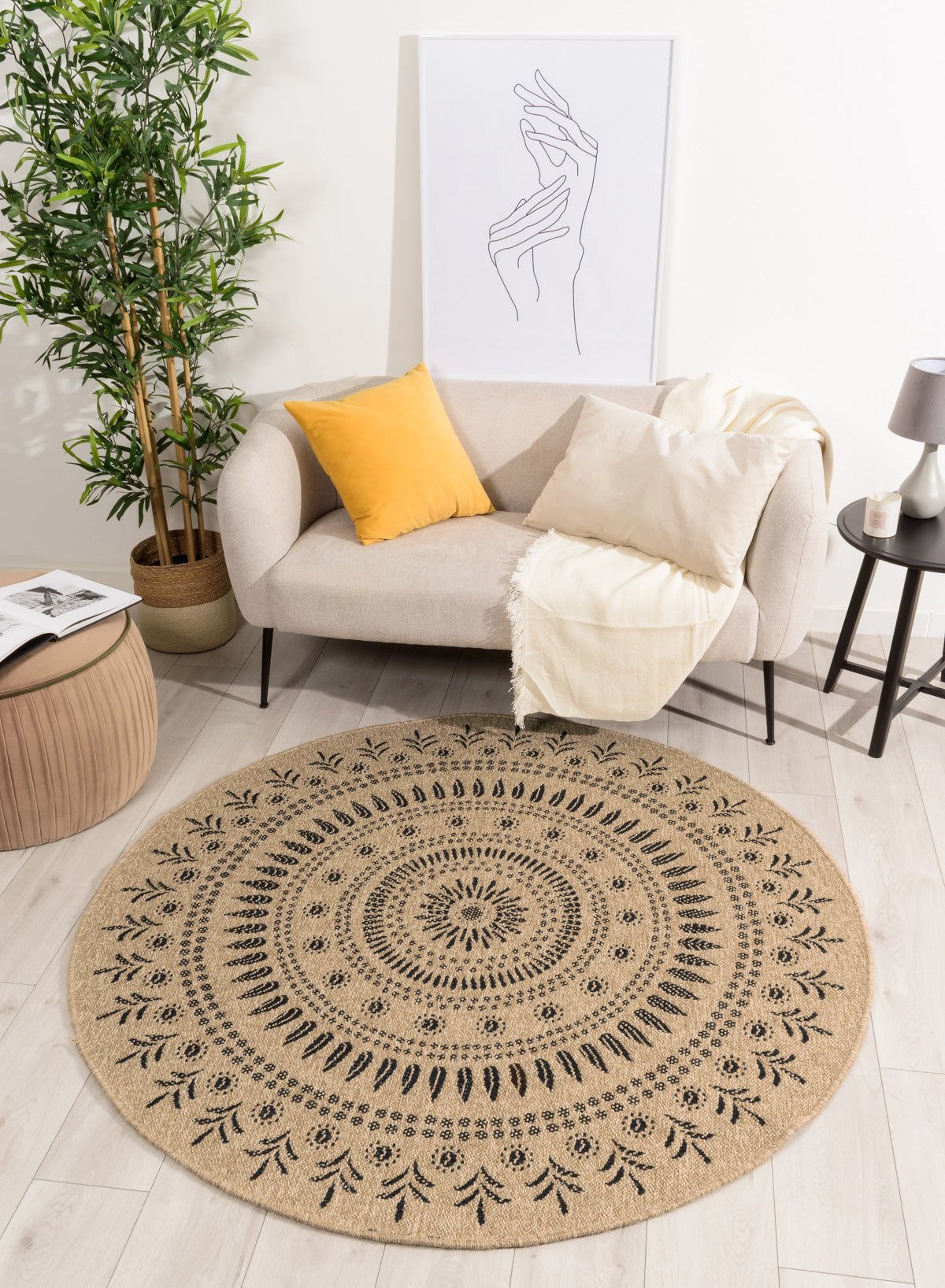 Tapis Aspect Jute Nature 8874 - Noir - Nazar - The Bradery