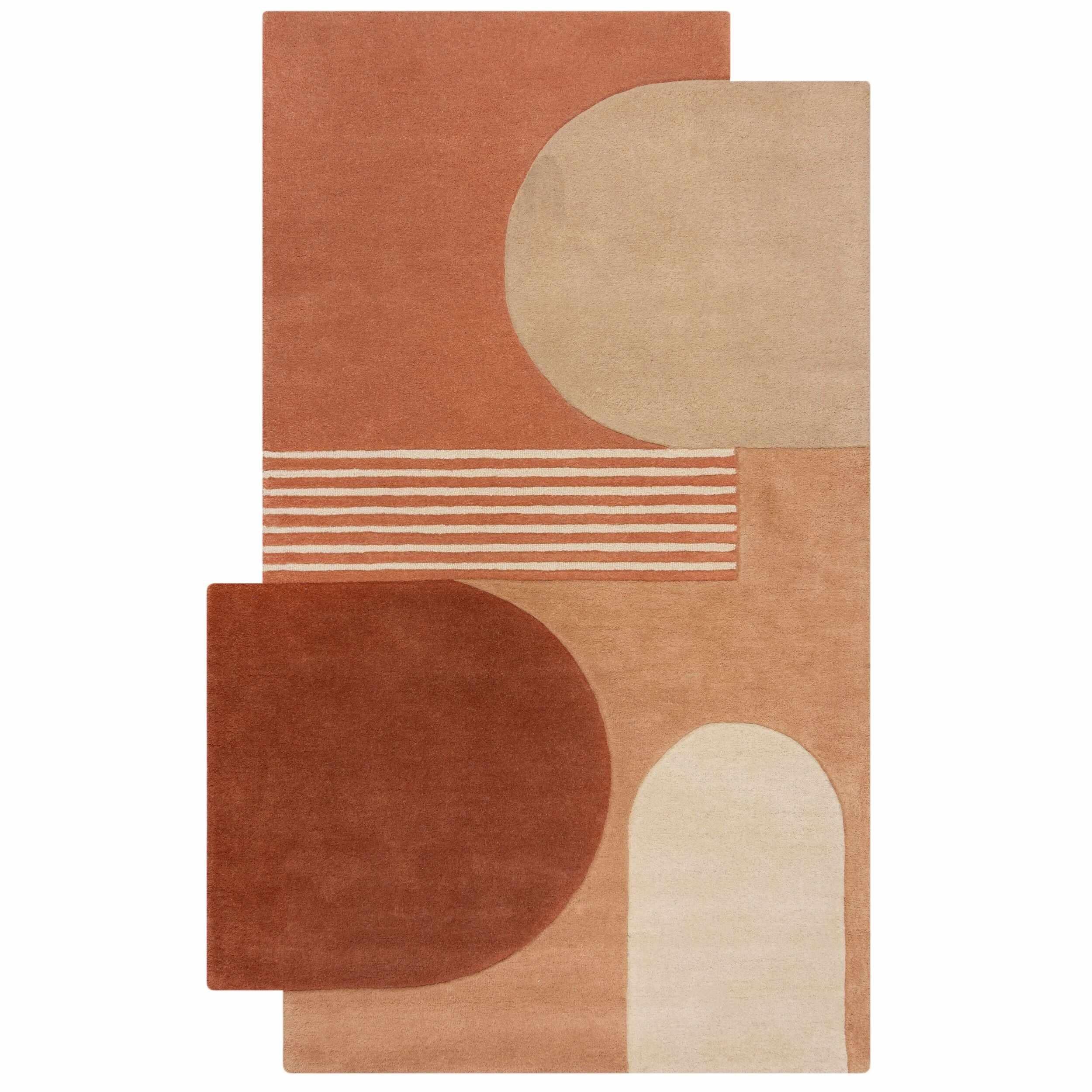 tapis graphique lozenge sur fond blanc #couleur_terracotta
