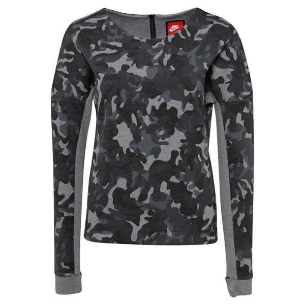 Tech Fleece Crew Aop - Sweat Femme Textile - Gris SWEAT FEMME TEXTILE Nike