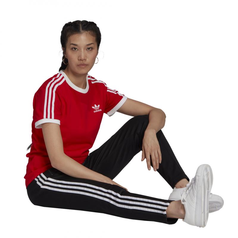 Tee-Shirt Adidas Originals 3 Stripes - Rouge - Femme VETEMENT Adidas