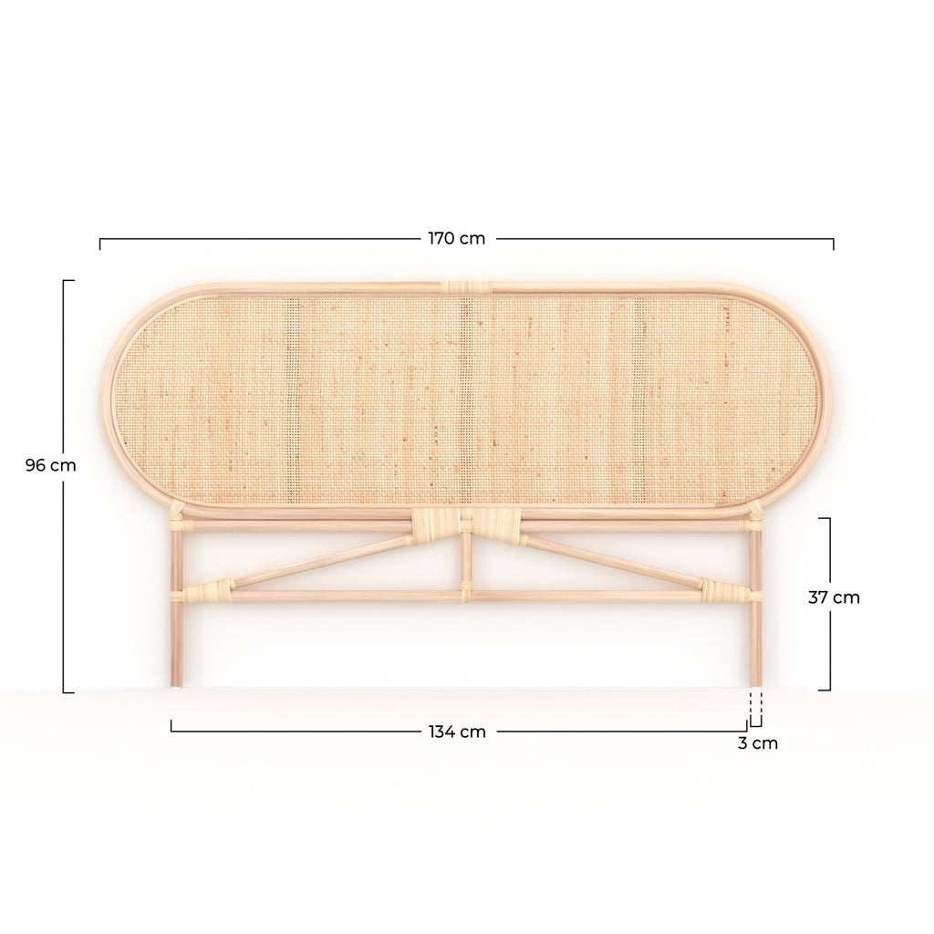 tete de lit 140cm navahino rotin naturel