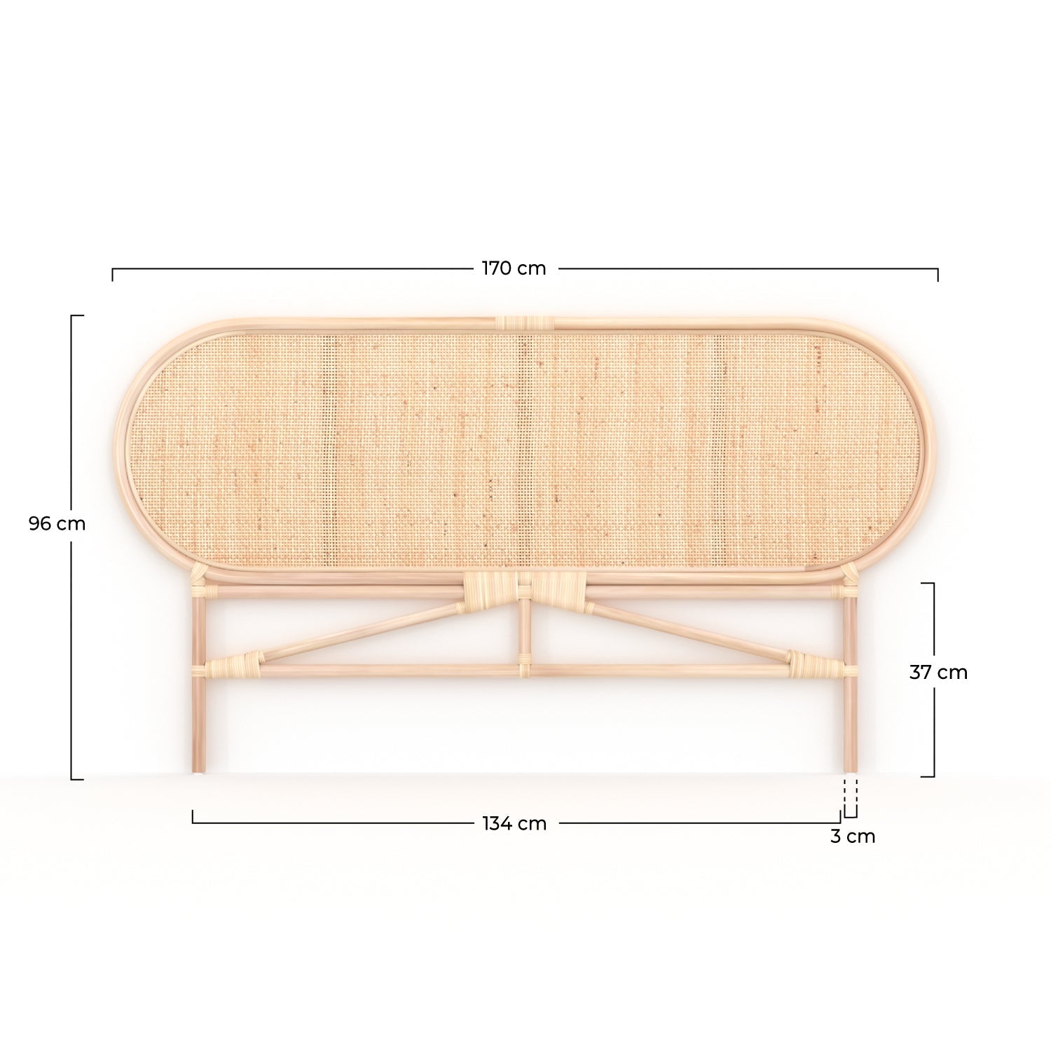 tete de lit 140cm navahino rotin naturel