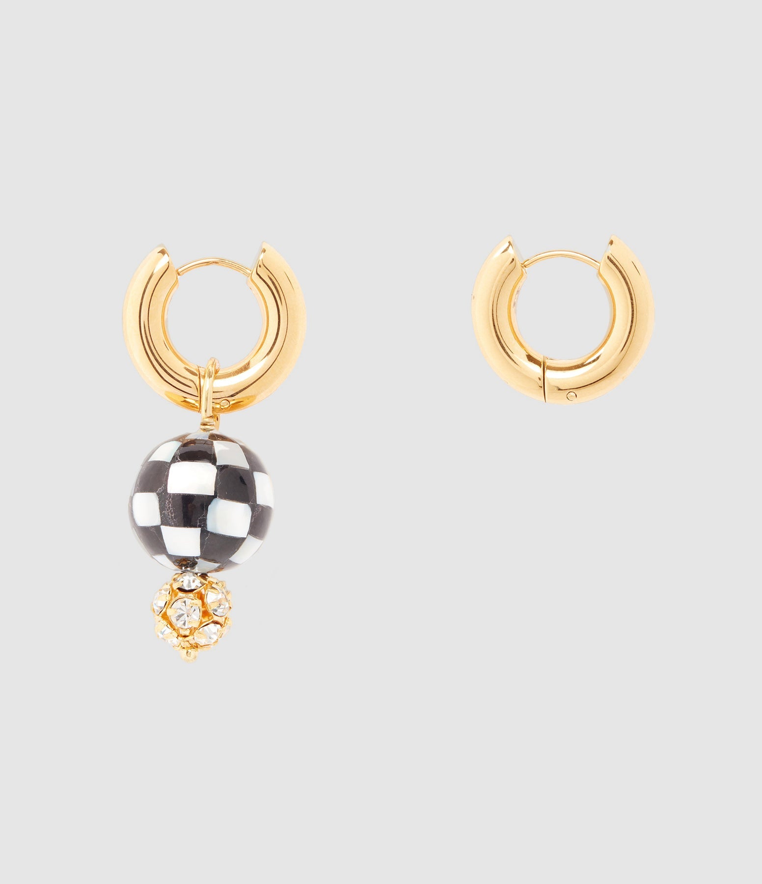 Timeless Pearly - Créoles Mix & Match Damier Doré - Femme