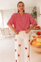 TINO Rayé Rouge - T-Shirt Coeur