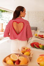 TINO Rayé Rouge - T-Shirt Coeur