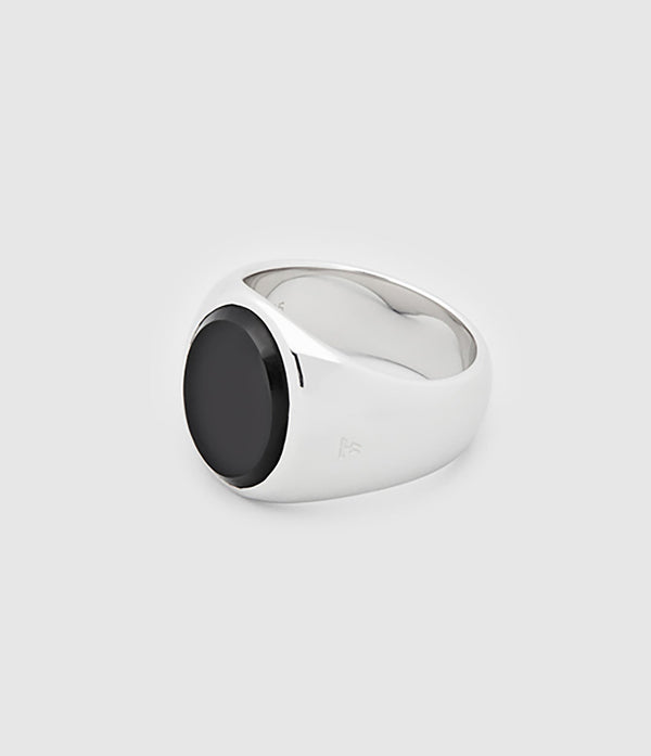 Tom Wood - Chevalière Oval Polished Argent Onyx - Unisexe