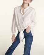 The Kooples - Top Fluide Écru Large À Détail Noué - Femme