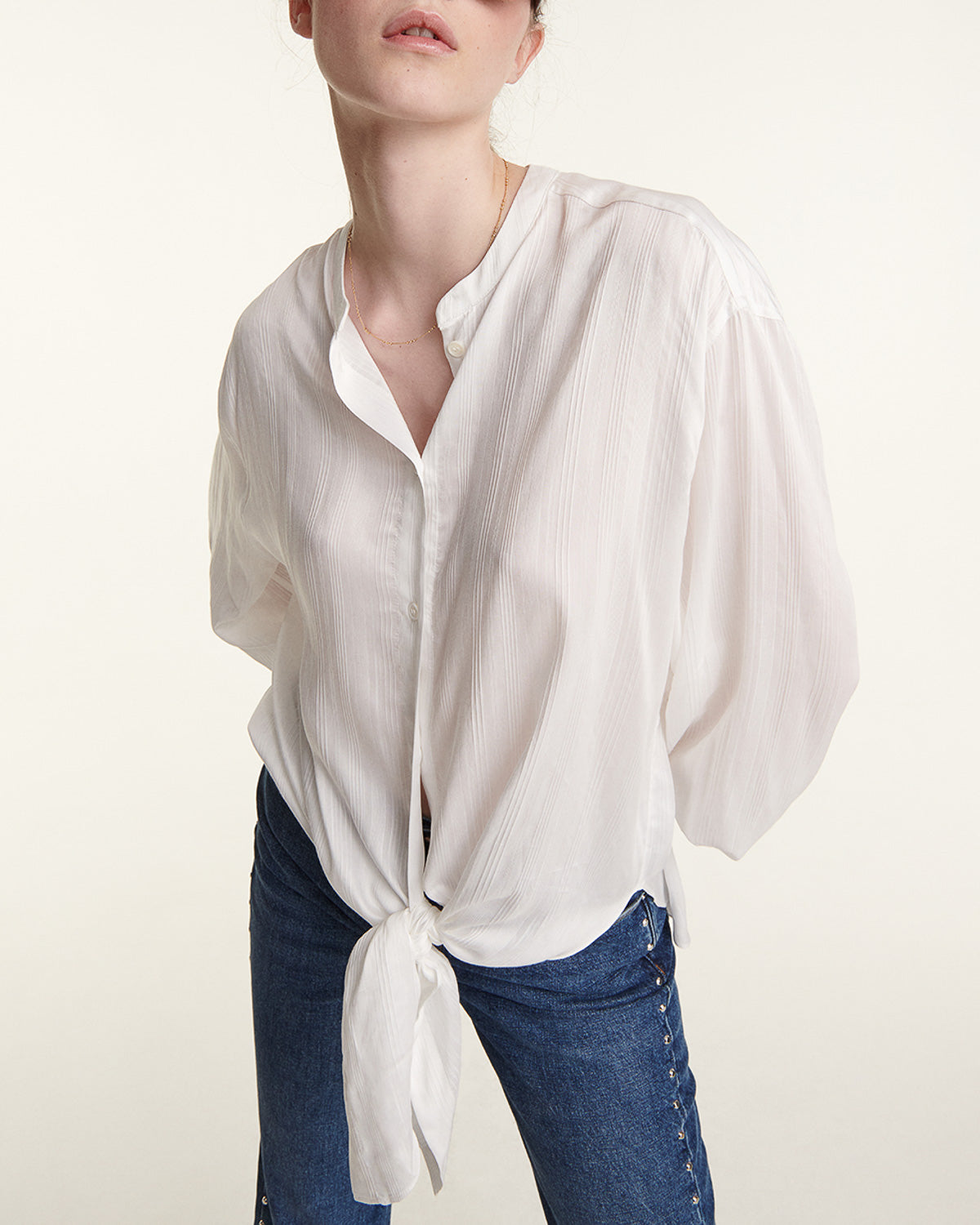 The Kooples - Top Fluide Écru Large À Détail Noué - Femme